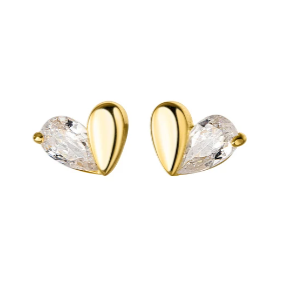 PROMISE - 18K Gold Stud Heart Earrings