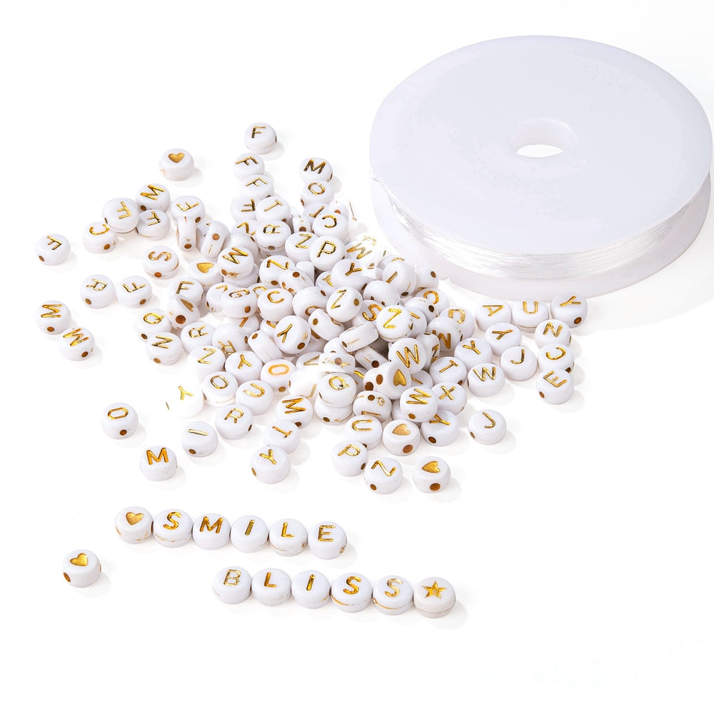 LETTERS - WHITE GOLD ROUND - DIY Bracelet Kit