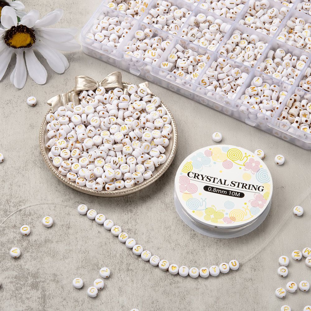 LETTERS - WHITE GOLD ROUND - DIY Bracelet Kit