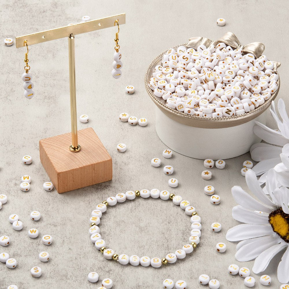 LETTERS - WHITE GOLD ROUND - DIY Bracelet Kit