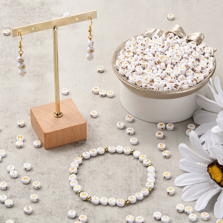 LETTERS - WHITE GOLD ROUND - DIY Bracelet Kit