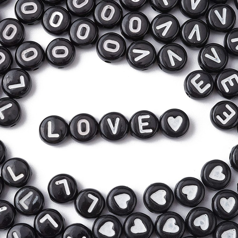 BLACK & WHITE ROUND LETTERS - DIY Bracelet Kit