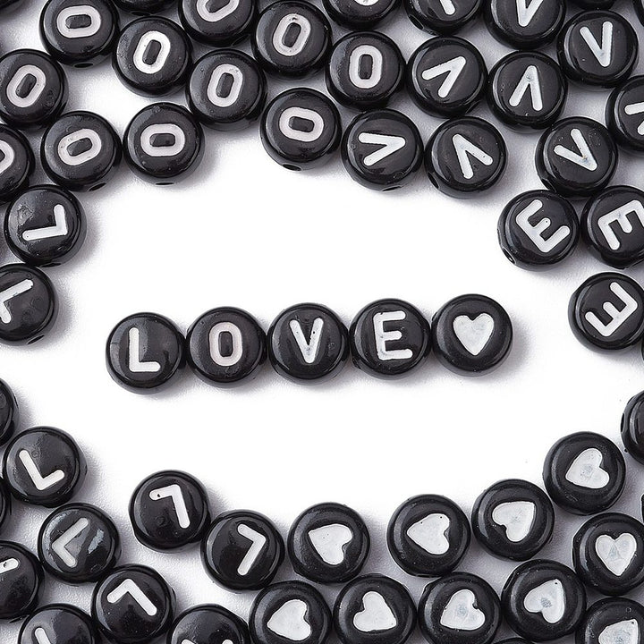 BLACK & WHITE ROUND LETTERS - DIY Bracelet Kit