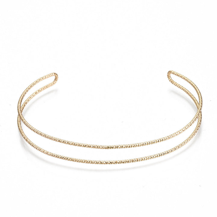 DOUBLE GOLD - Double Band Textured Cuff - Accent Bracelet - Mack & Rex
