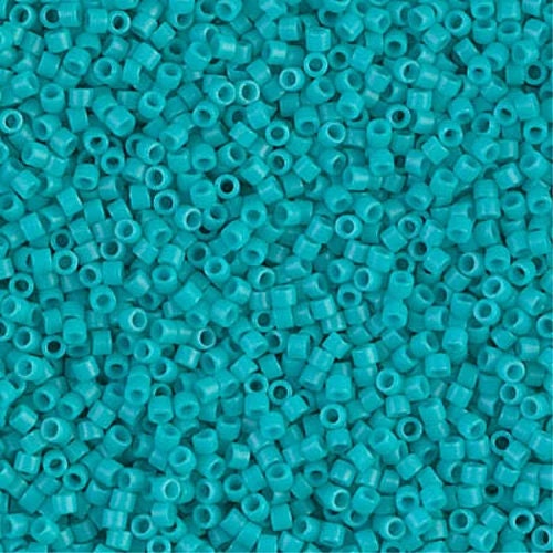 Dyed Semi-Frosted Opaque Turquoise Green 11/0 delica beads || DB0793