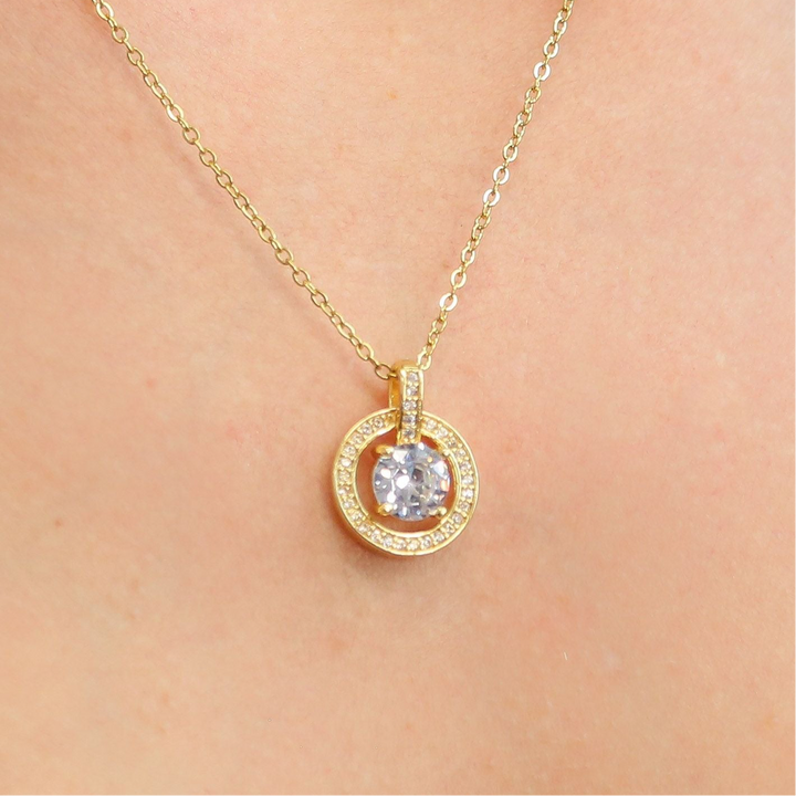 ALLURE - Gold Pendant Necklace with CZ Stone