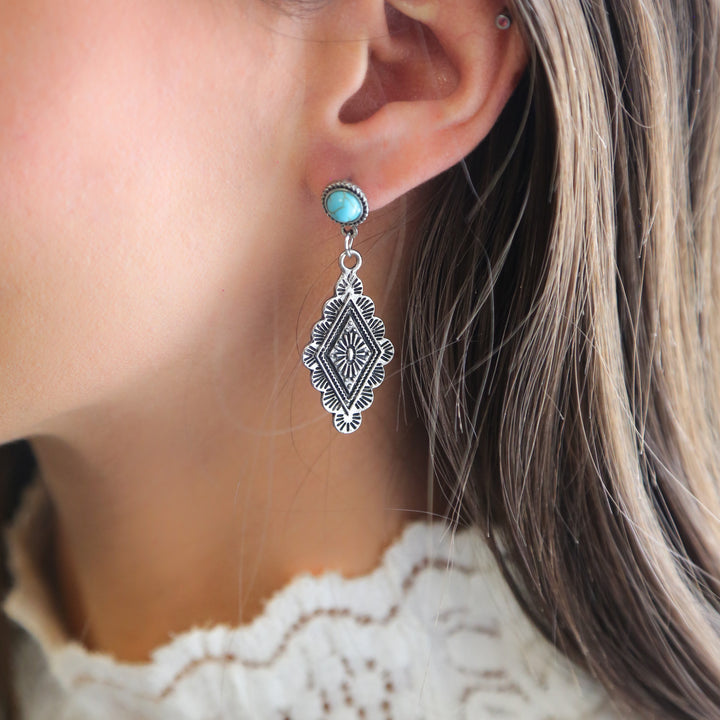 AUGUSTA- Turquoise & Sterling Silver Western Earrings