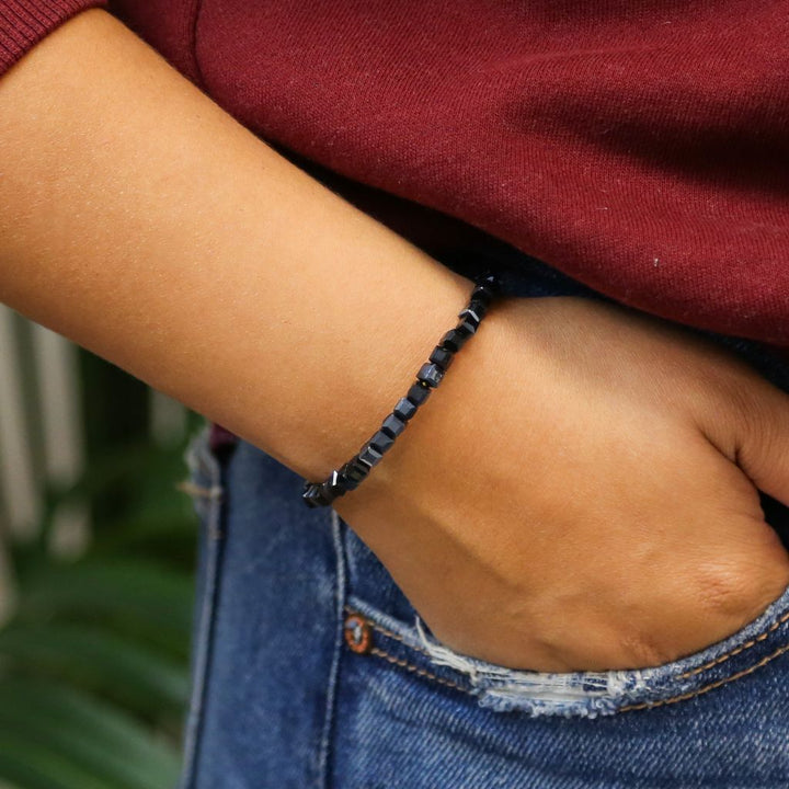 Glass Cube Bead Adjustable Accent Bracelet