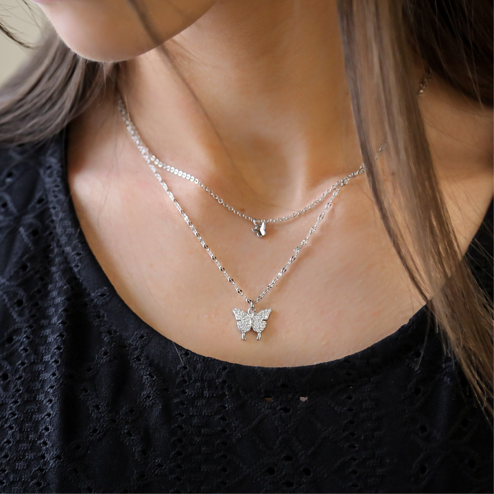 FLUTTER | Sterling Silver Zircon Butterfly Necklace