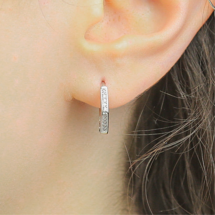 HEX - Sterling Silver & CZ Geometry Hoop Earrings