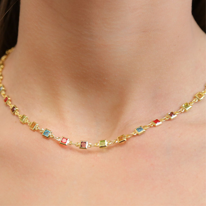 AMARA - Gold & Colored Gem Necklace