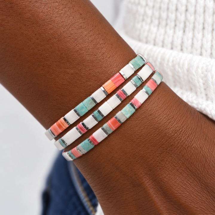 TAHITI - Stone Tile Bracelet Stack of 3