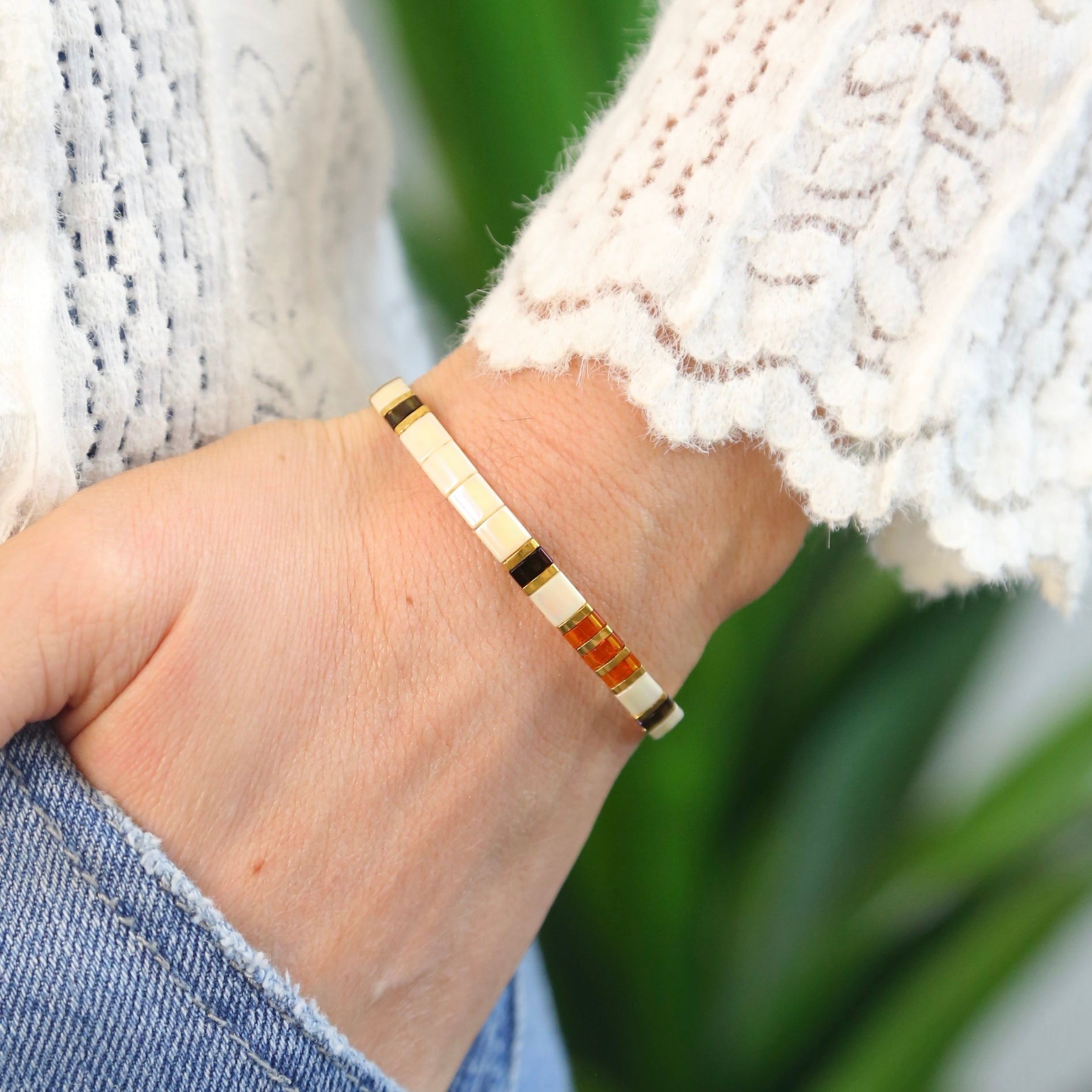 Mack & Rex Retro Sunset Tila Bead Bracelets - Miyuki Glass Tila On