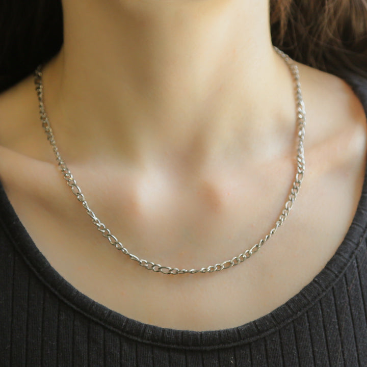 Figaro Silver 18 inch Stainless Steel Necklace