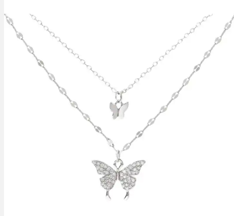 FLUTTER | Sterling Silver Zircon Butterfly Necklace