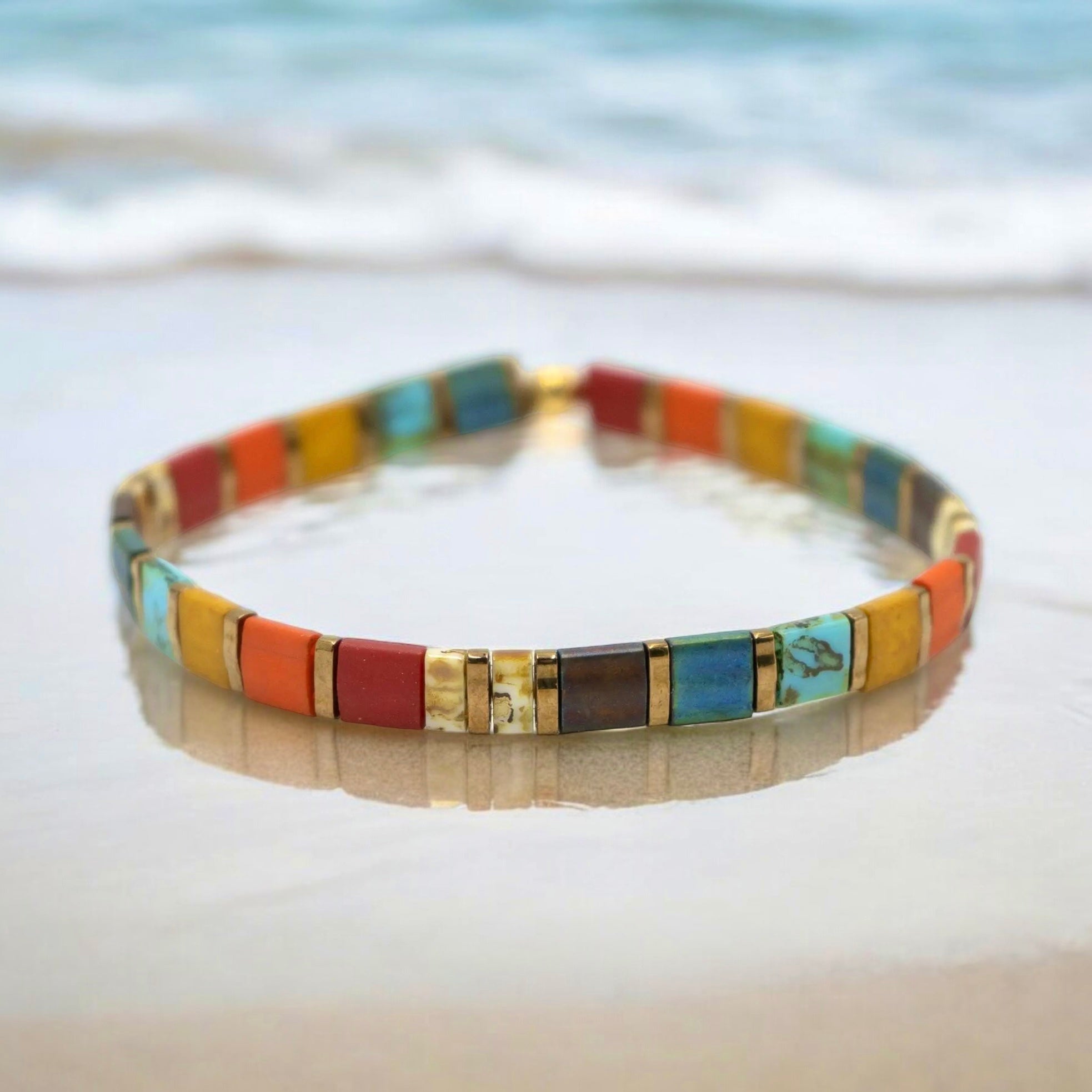 Mack & Rex Stained Tila Bead Bracelet - Miyuki Glass Tila Beads On