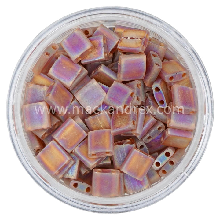 0134FR Tila Beads - Amber Matte Rainbow