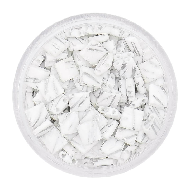 MARBLE WHITE AND SILVER - Miyuki Tila Beads | TL7102