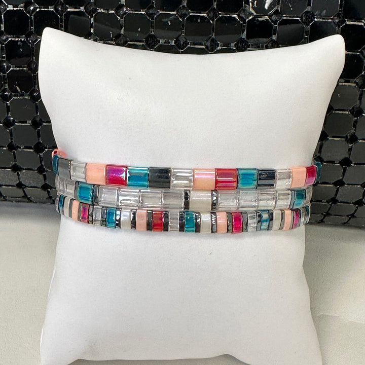 SOIREE - 3 Tila Bead Bracelet Stack