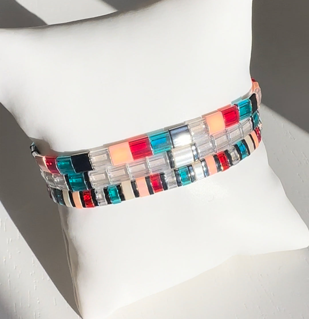 SOIREE - 3 Tila Bead Bracelet Stack