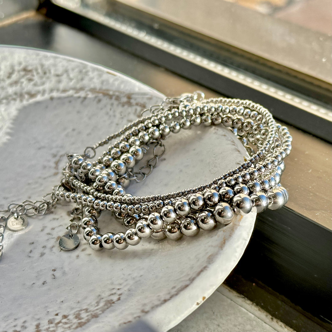 SILVER BALL BRACELETS - Stack or Individual