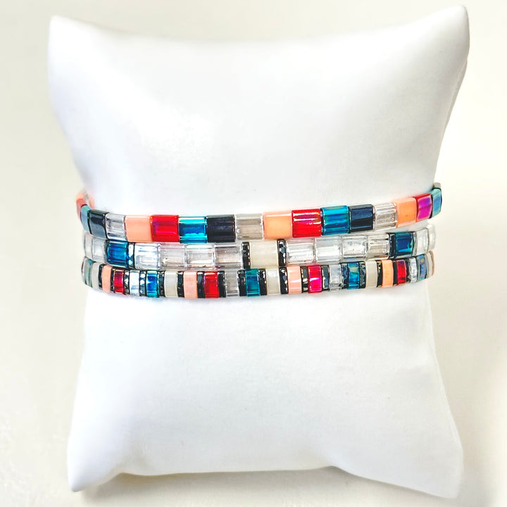 SOIREE - 3 Tila Bead Bracelet Stack