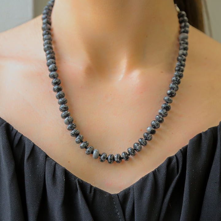 Gem Obsidian SNOWFLAKE Necklace