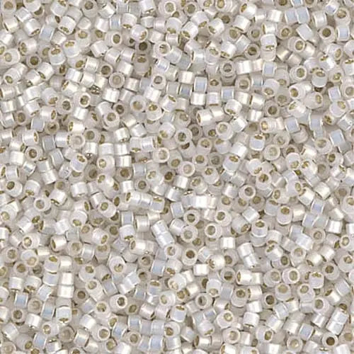 Gilt Lined White Opal 11/0 delica beads || DB0221