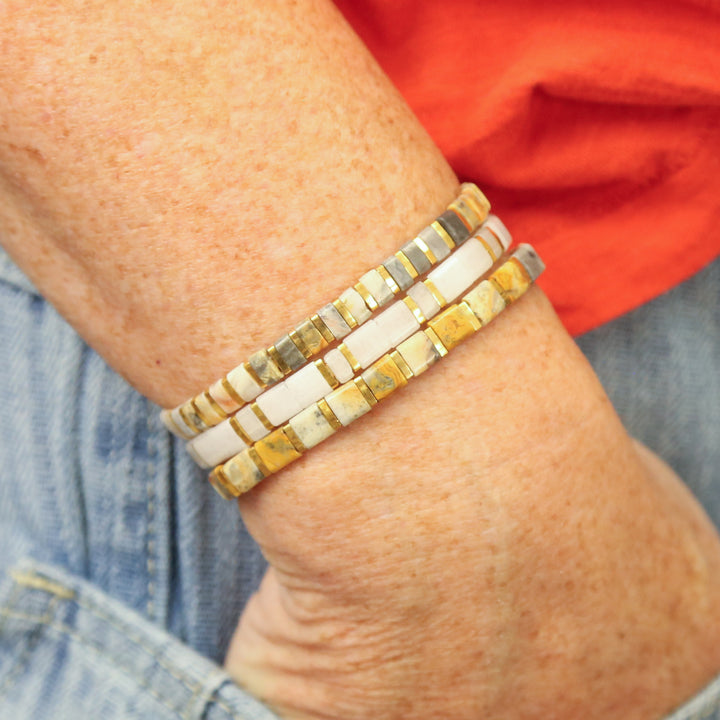 GOLD RUSH - Stone Tile Bracelet Stack of 3
