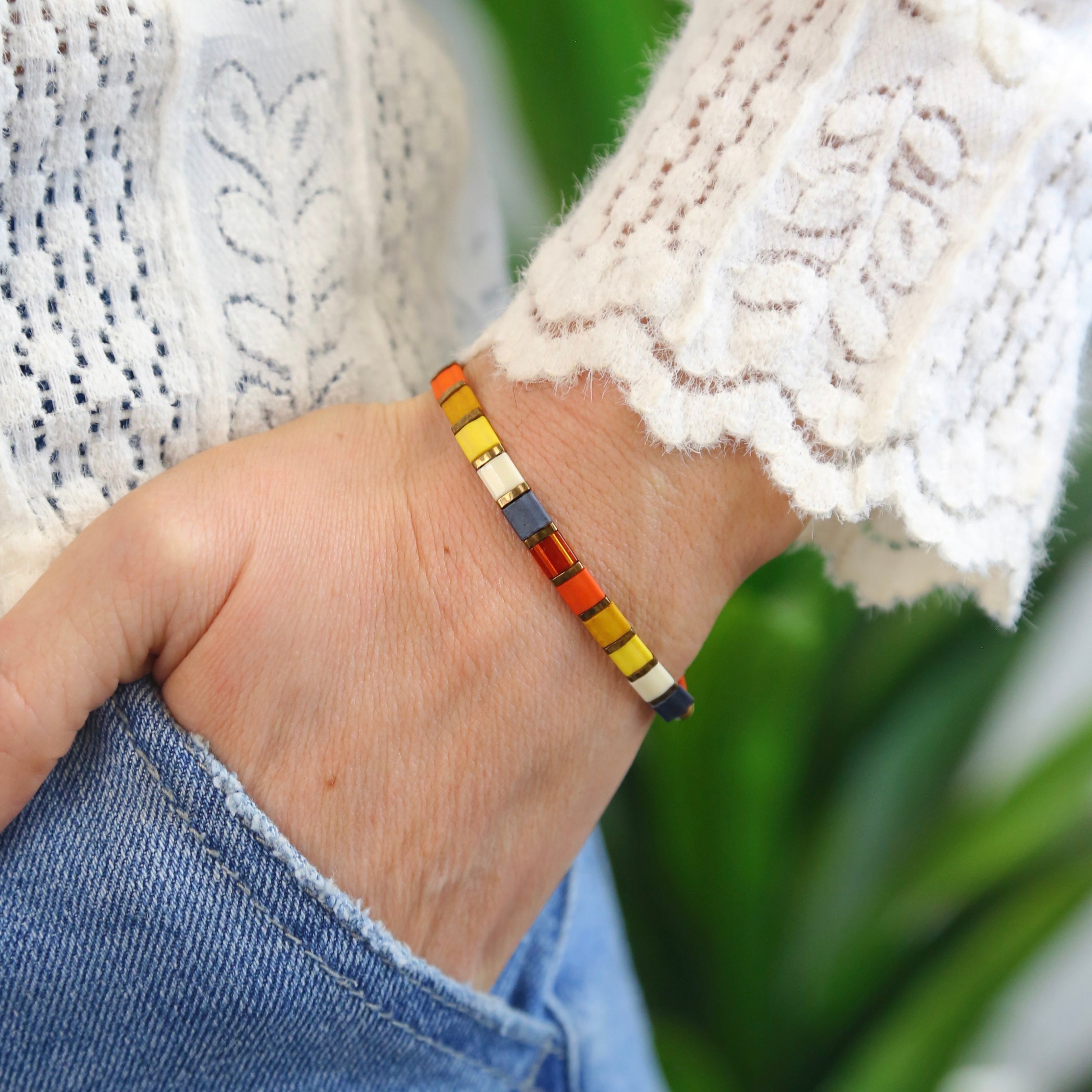 Mack & Rex Retro Sunset Tila Bead Bracelets - Miyuki Glass Tila On