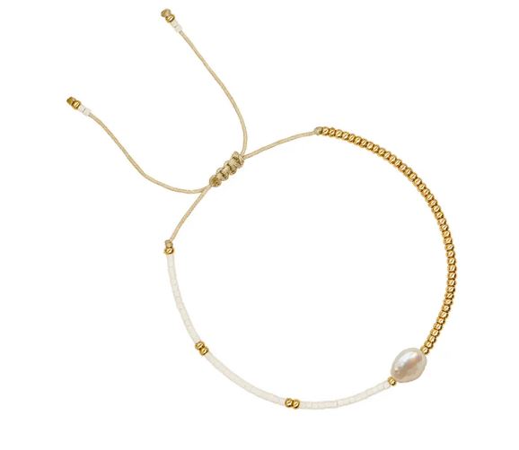 HARBOR - 18k Gold and Freshwater Pearl Bead Bracelet Accent - Mack & Rex