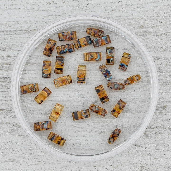 4502 Tila Beads - Tiger's Eye Picasso