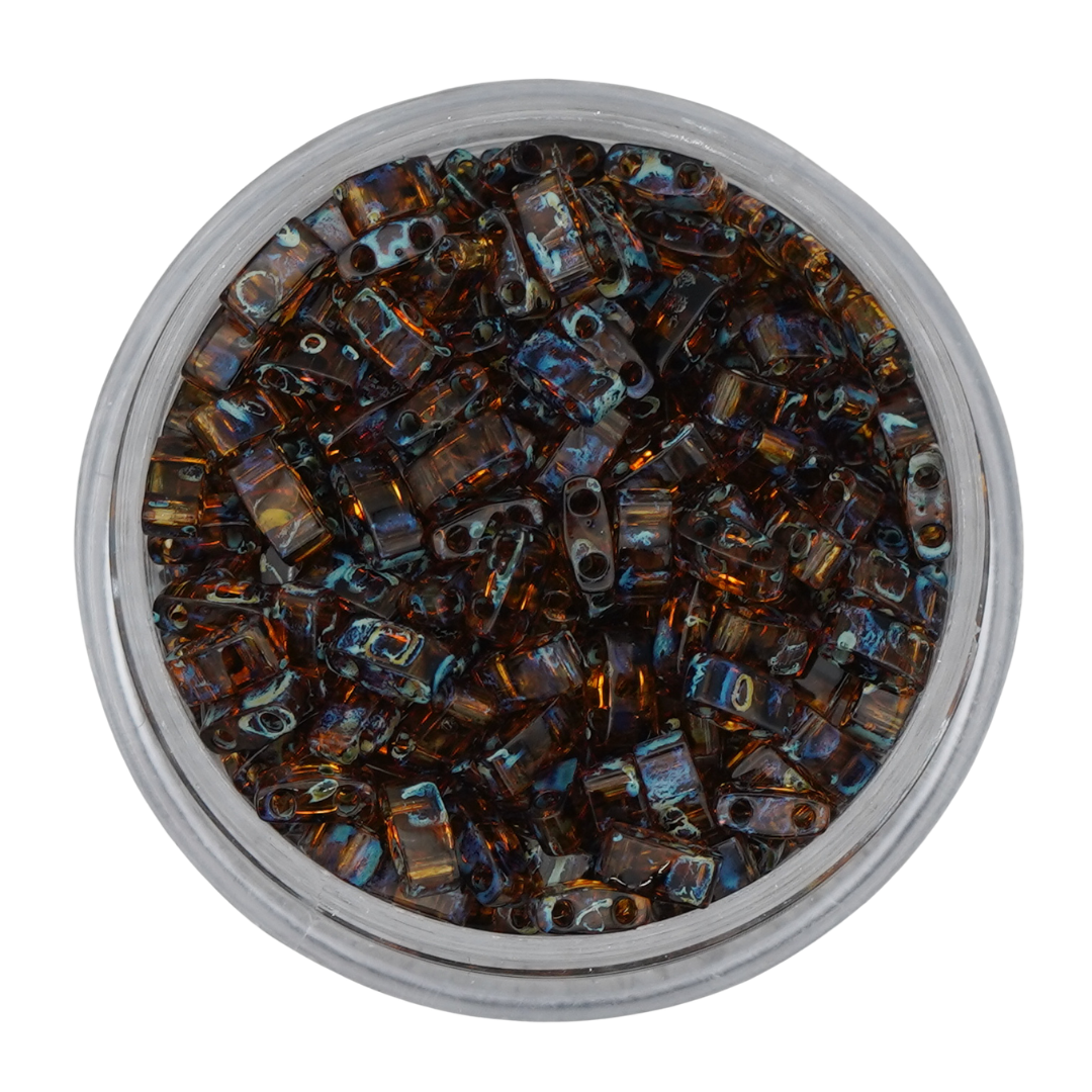 4502 Tila Beads - Tiger's Eye Picasso