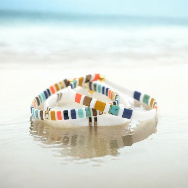 SURFER CHICK - 3 Tila Bead Bracelet Stack