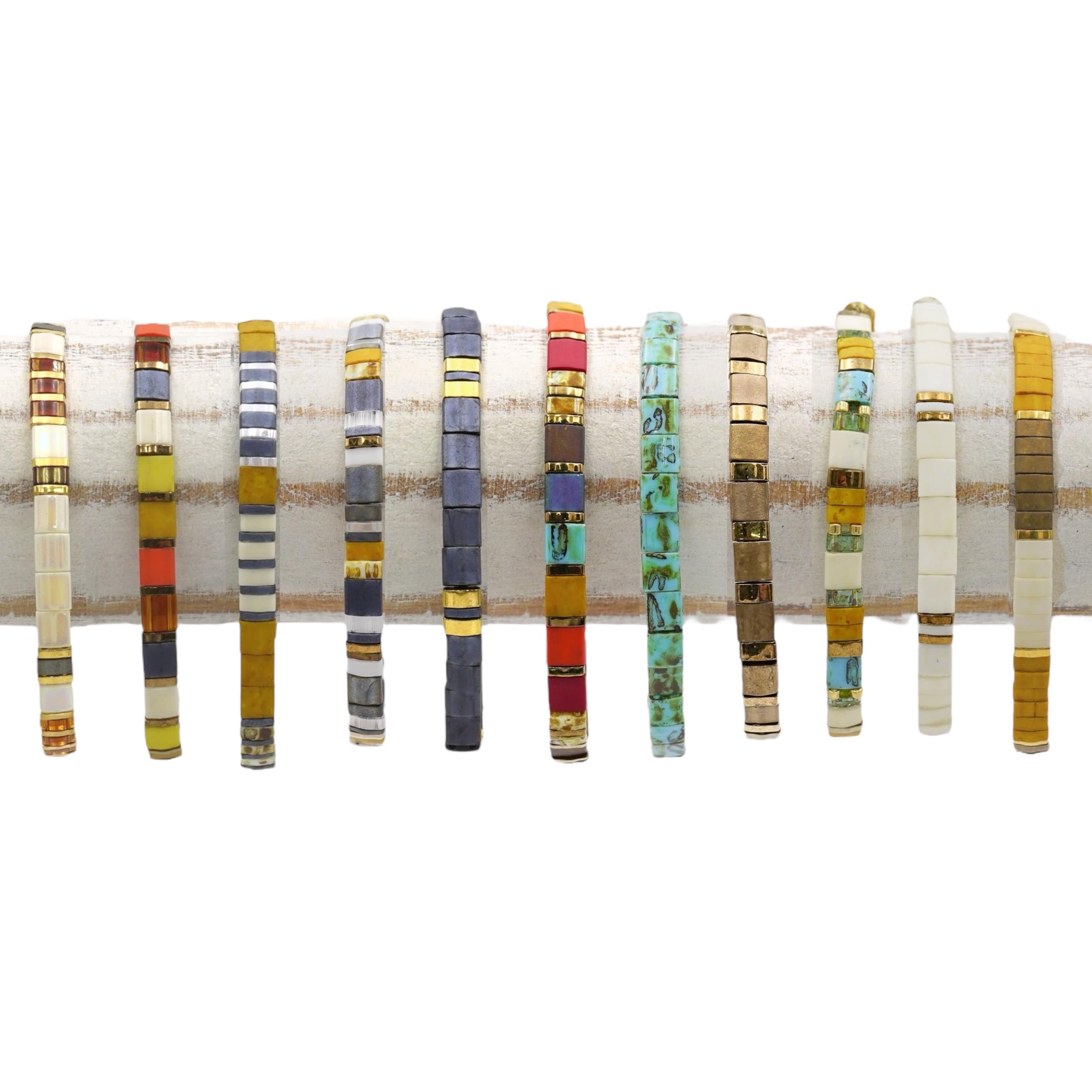 Mack & Rex Retro Sunset Tila Bead Bracelets - Miyuki Glass Tila On