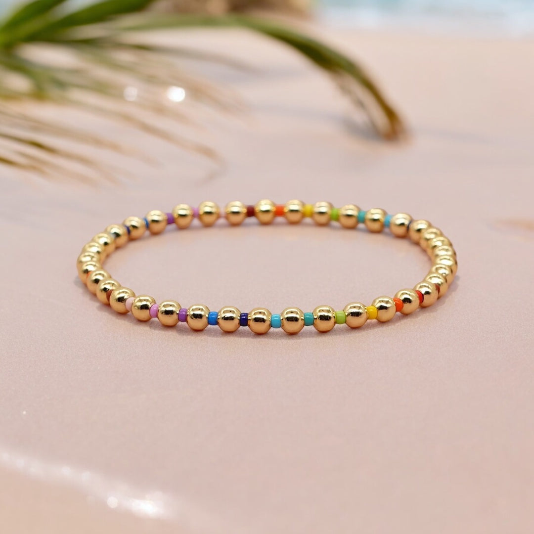 COLOR WAVE - 18k Gold and Delica Accent Bracelet