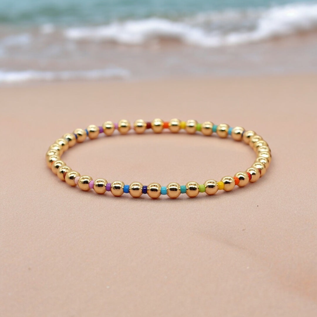 COLOR WAVE - 18k Gold and Delica Accent Bracelet