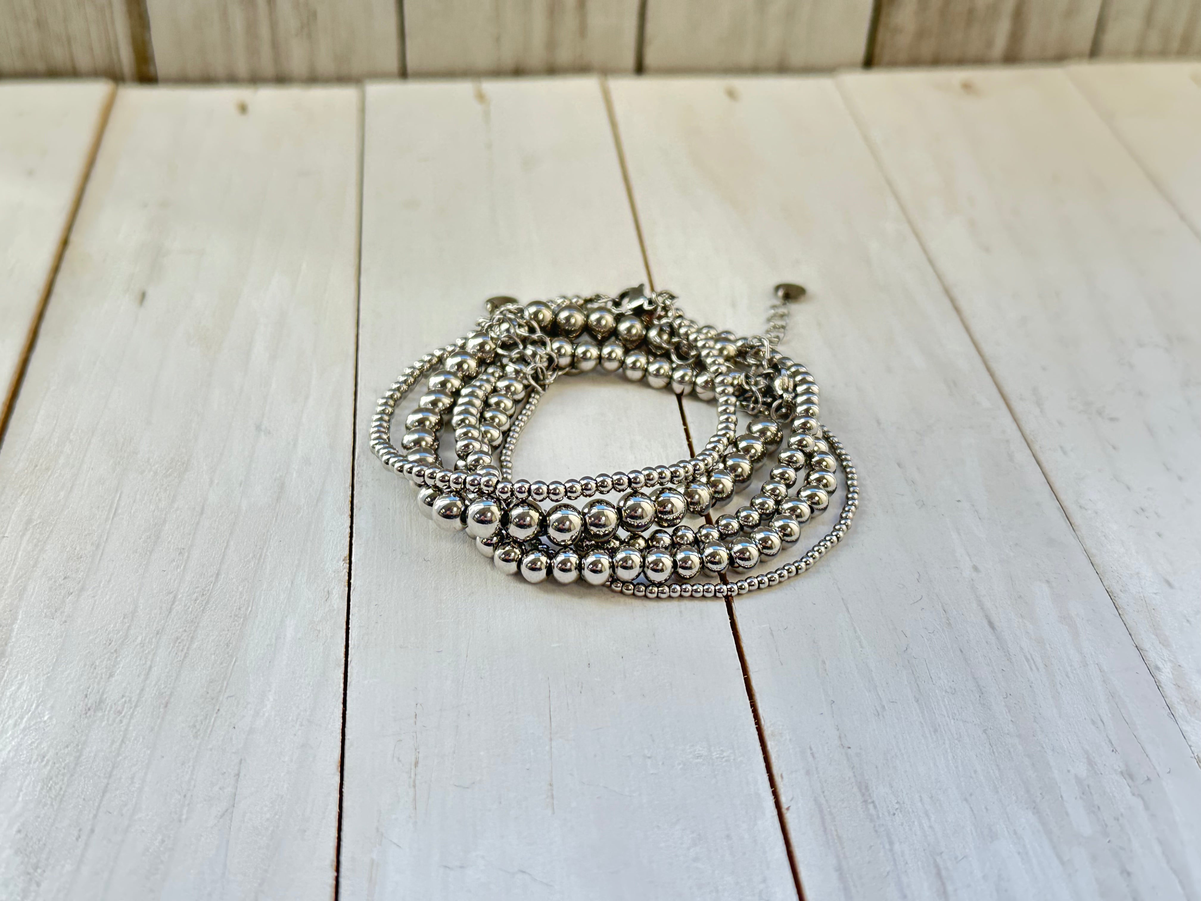 SILVER BALL BRACELETS - Stack or Individual