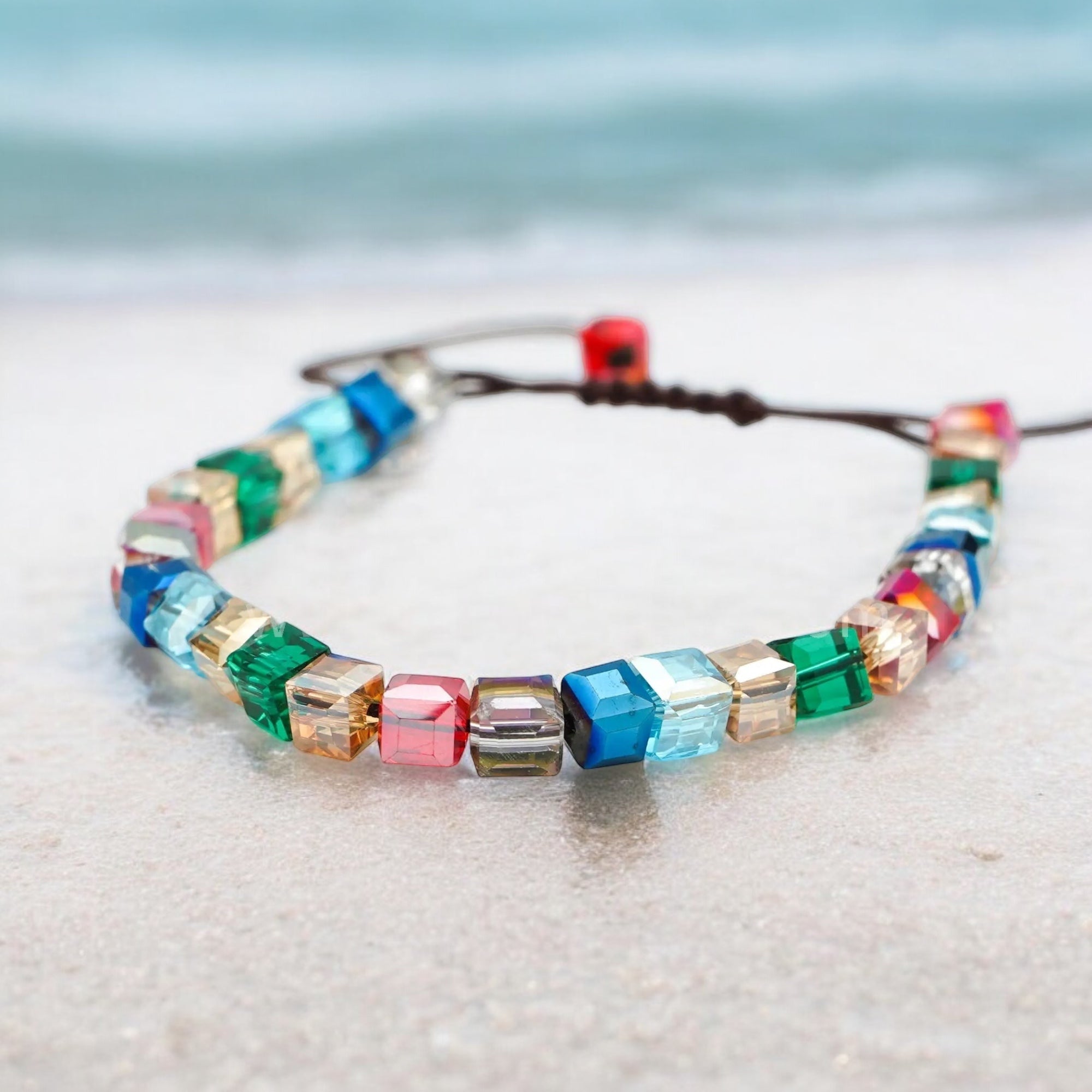Mack & Rex Ruby Treasure Glass Cube Accent Bracelet - Adjustable