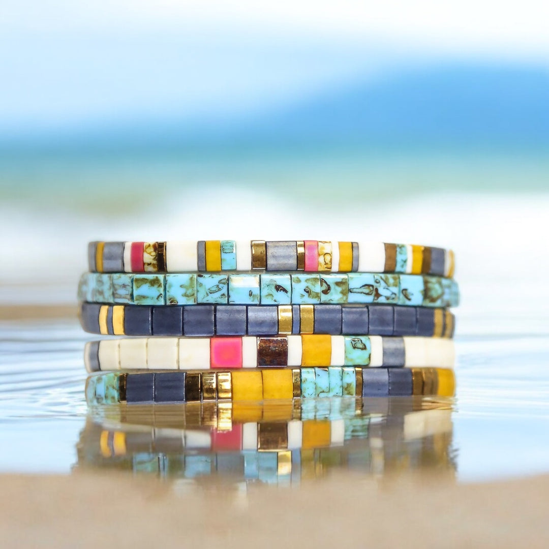 COUNTRY ROADS - 5 Tila Bead Bracelet Stack