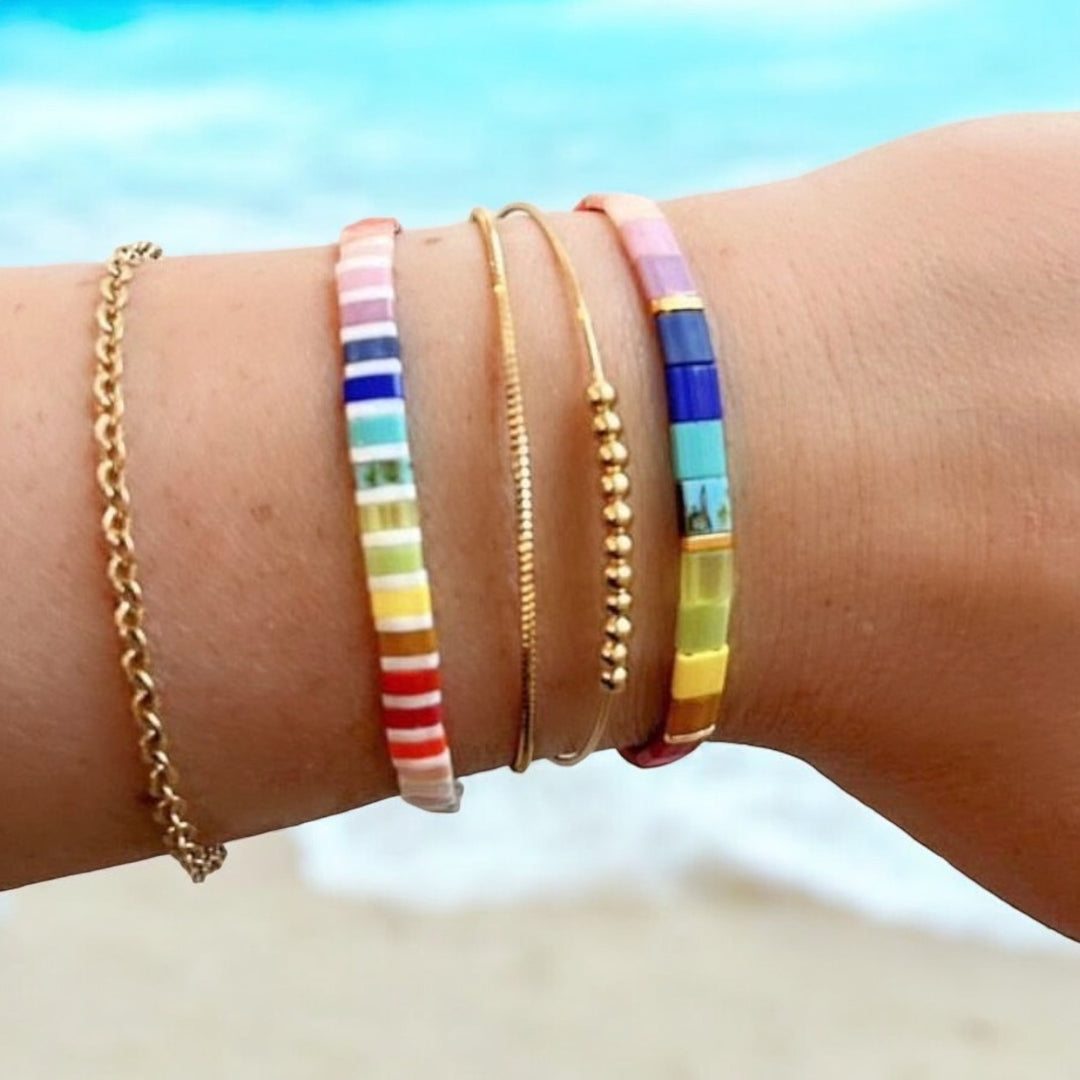 SHOW YOUR COLORS - Stack of 3 Tila Bead Bracelets