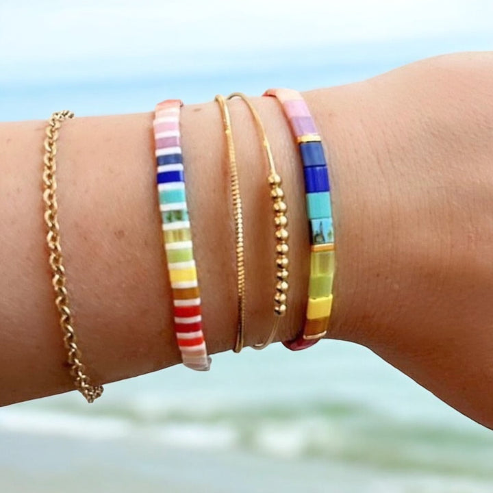 SHOW YOUR COLORS - Stack of 3 Tila Bead Bracelets