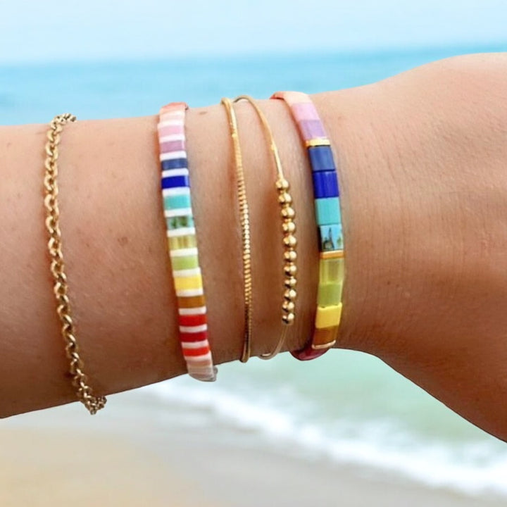 SHOW YOUR COLORS - Stack of 3 Tila Bead Bracelets