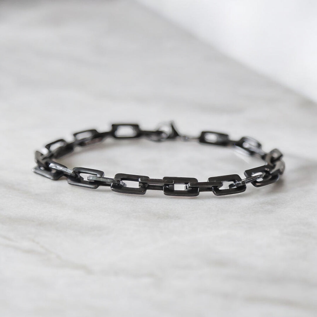 CURB CHECK BLACK - Men's Steel Bracelet