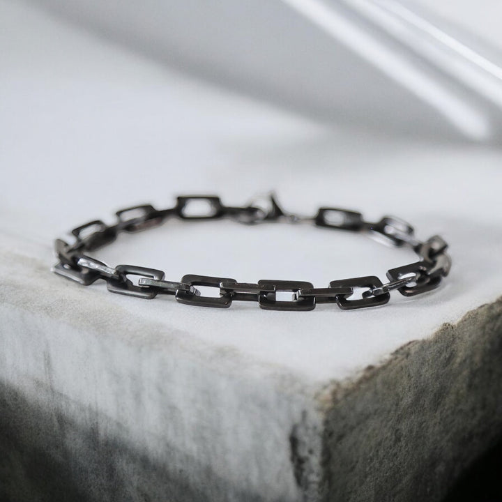 CURB CHECK BLACK - Men's Steel Bracelet