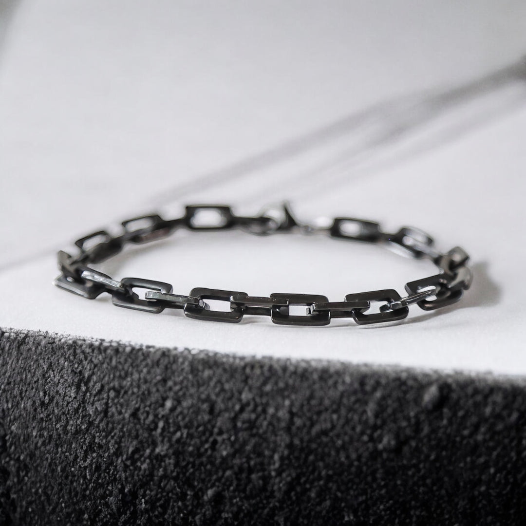 CURB CHECK BLACK - Men's Steel Bracelet