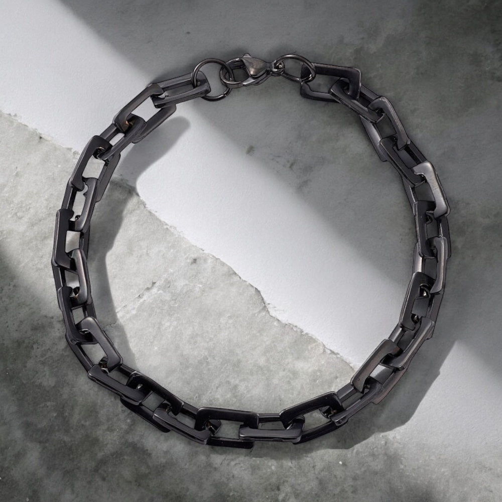 CURB CHECK BLACK - Men's Steel Bracelet