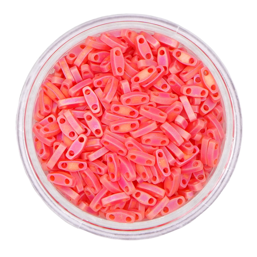 0140FR Quarter Tila Beads - Red Transparent Matte Rainbow