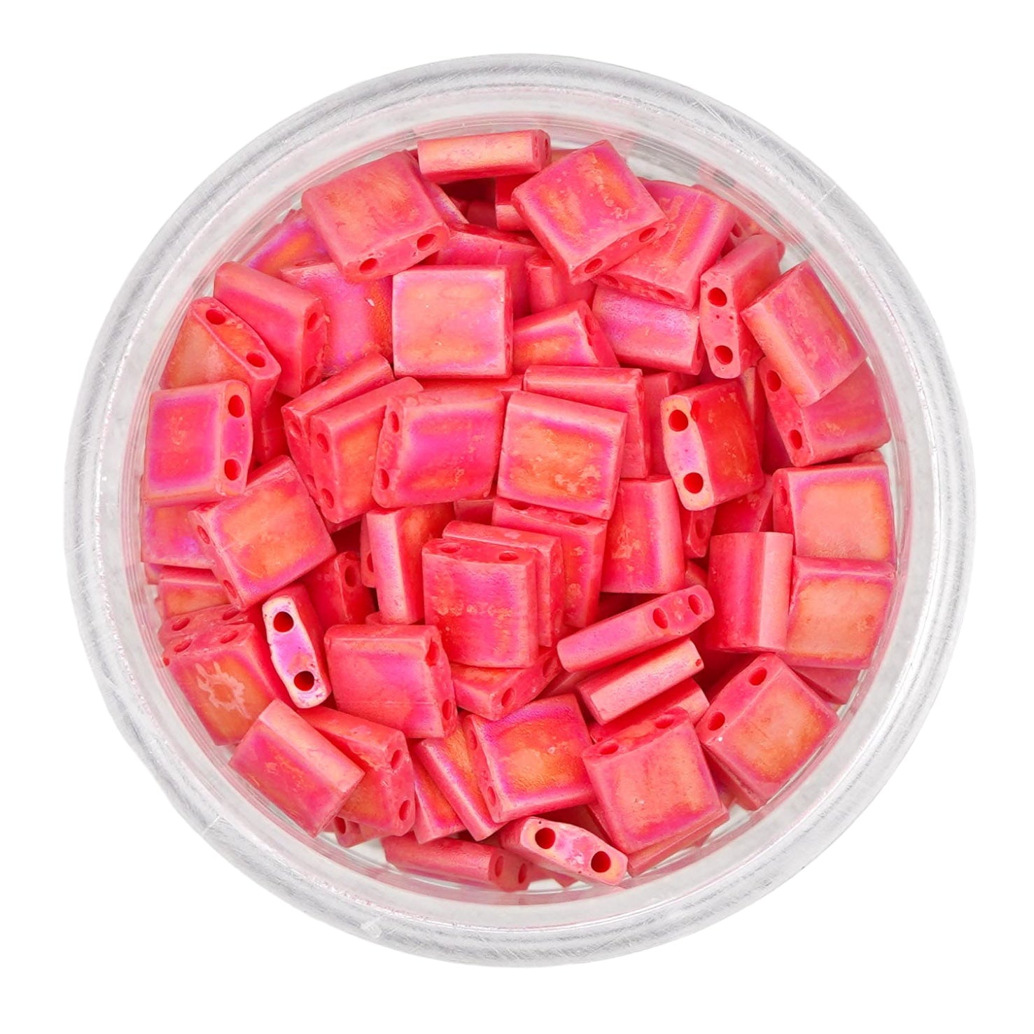 Matte Red Quarter Tila Beads - QTL0408FR