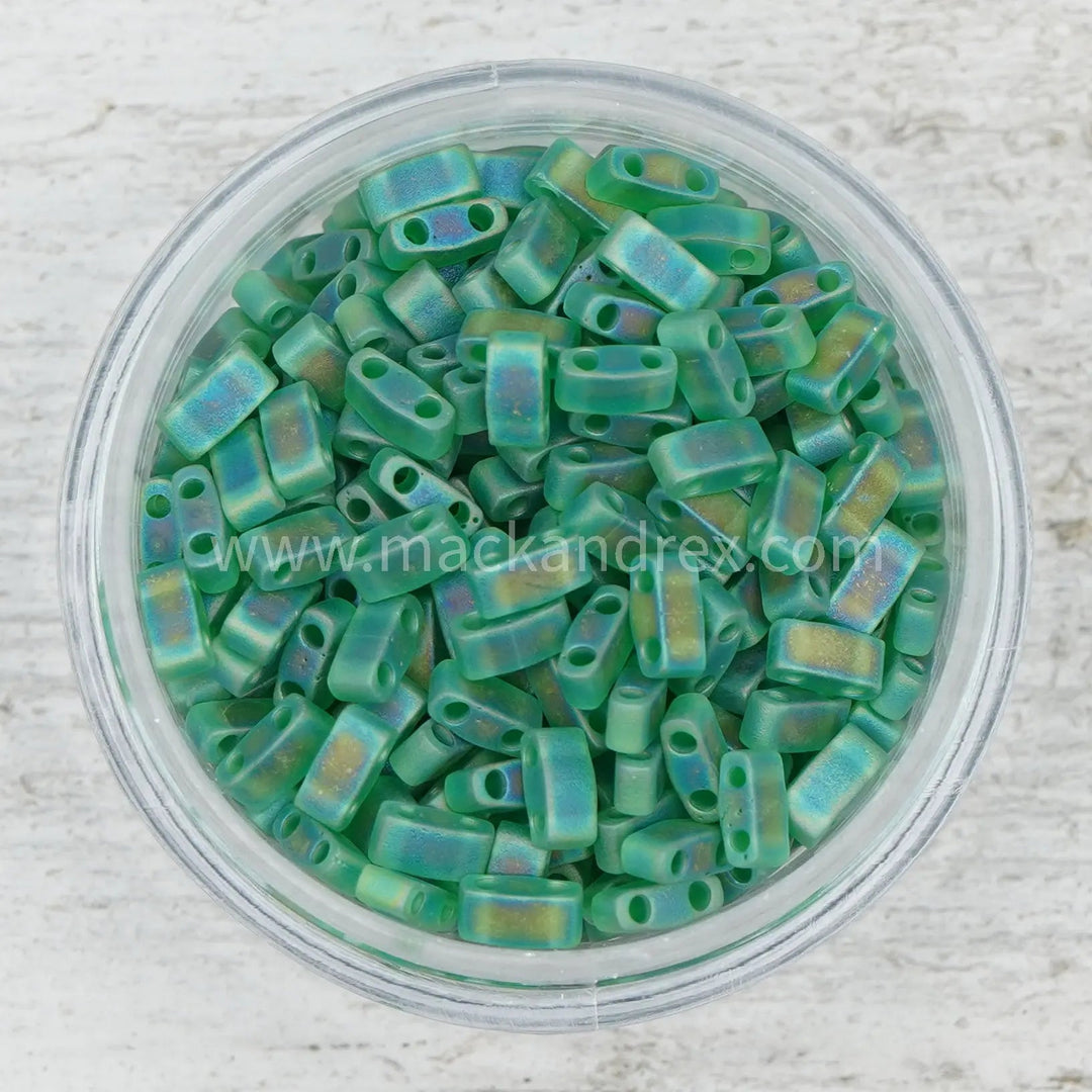 0146FR Tila Beads - Green Matte Rainbow